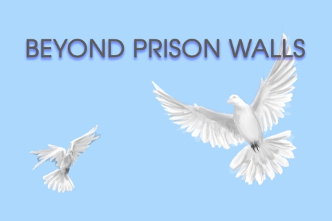 "Beyond Prison Walls" with two doves flying